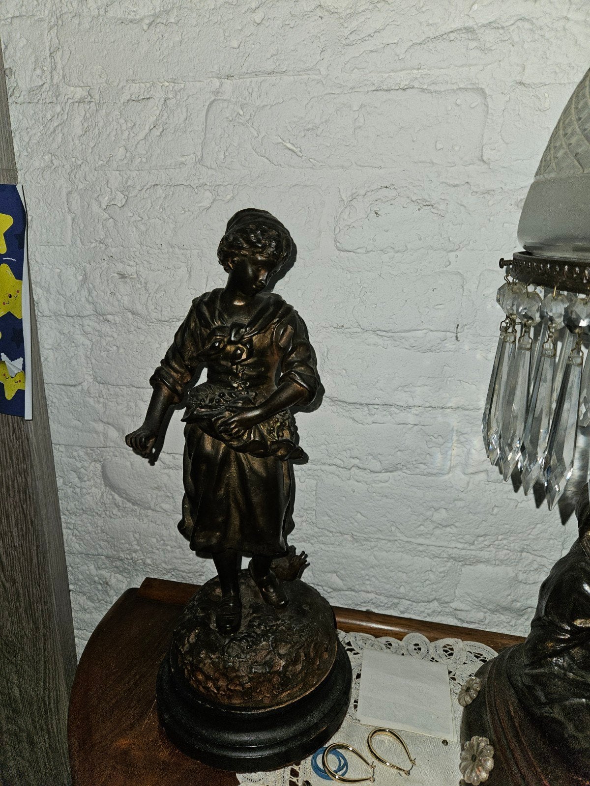 2 bronzen beelden en een lamp, Overige onderwerpen, Ophalen of Verzenden, 20 - 50 cm, Beeld