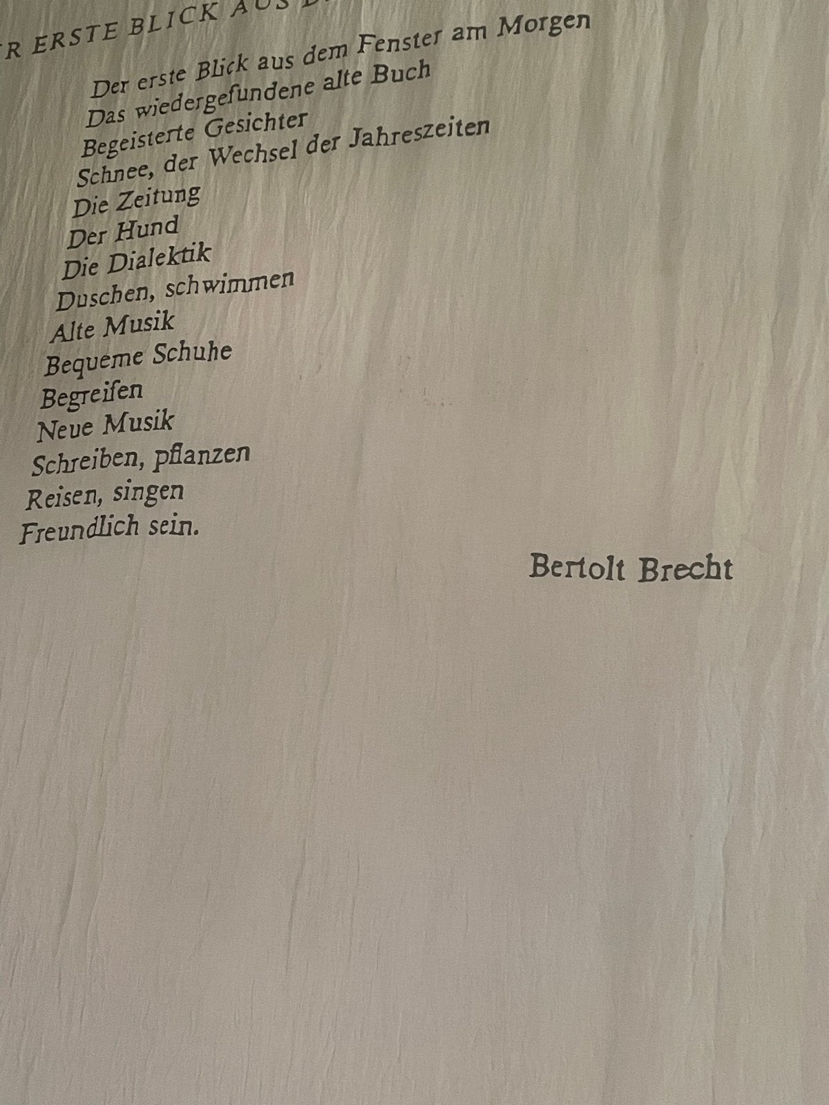 Monumentale wanddecoratie met gedicht van Brecht, Huis en Inrichting, Woonaccessoires | Wanddecoraties, Gebruikt, Ophalen of Verzenden