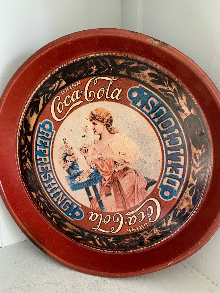Vintage Coca-Cola dienblad - Drink Coca-Cola Delicious, Ophalen of Verzenden, Gebruikt, Gebruiksvoorwerp