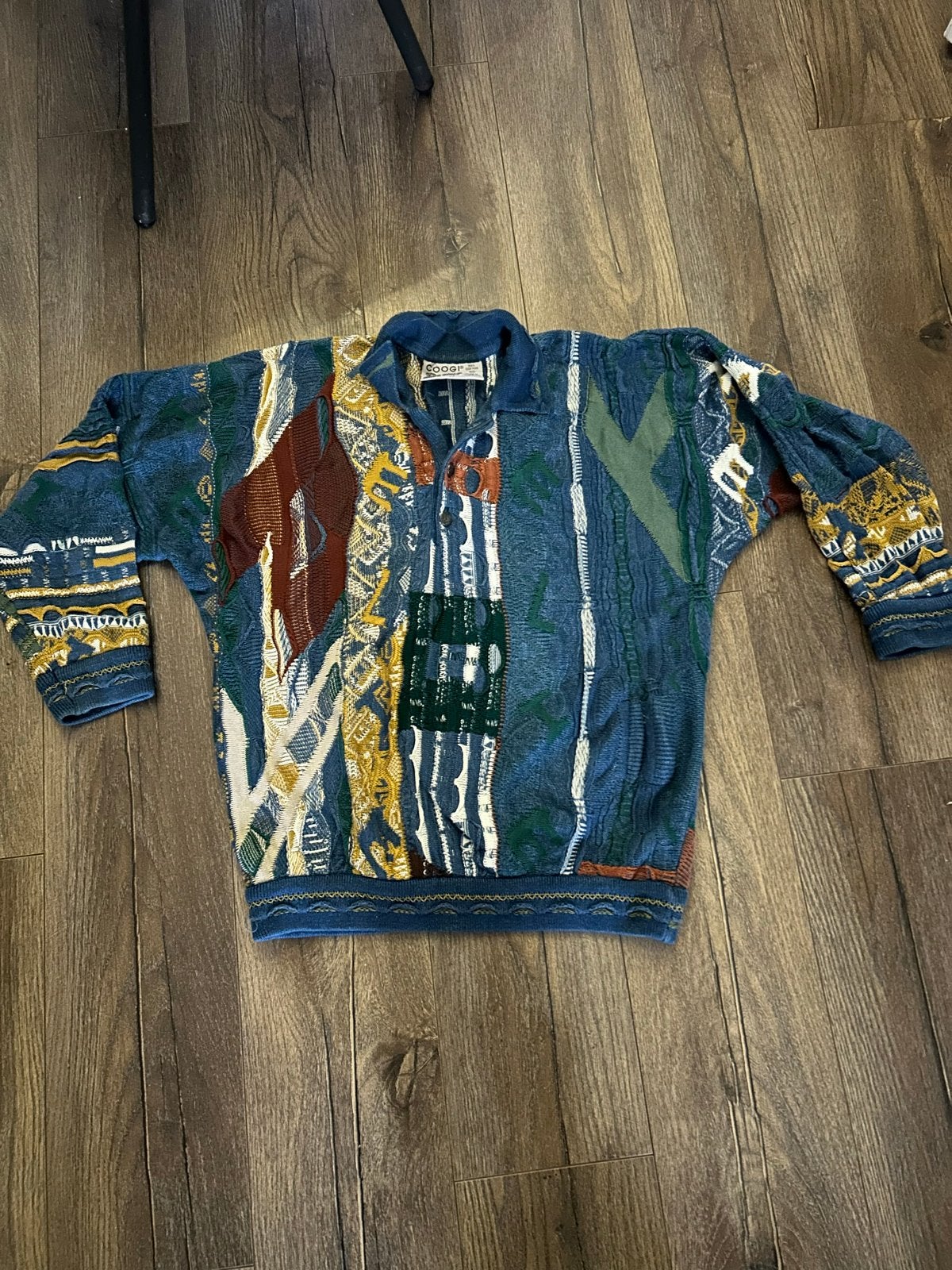 Vintage Coogi Blues 3D Gebreide Polotrui - Maat S, Kleding | Heren, Ophalen of Verzenden, Gedragen, Maat 46 (S) of kleiner, Meerkleurig