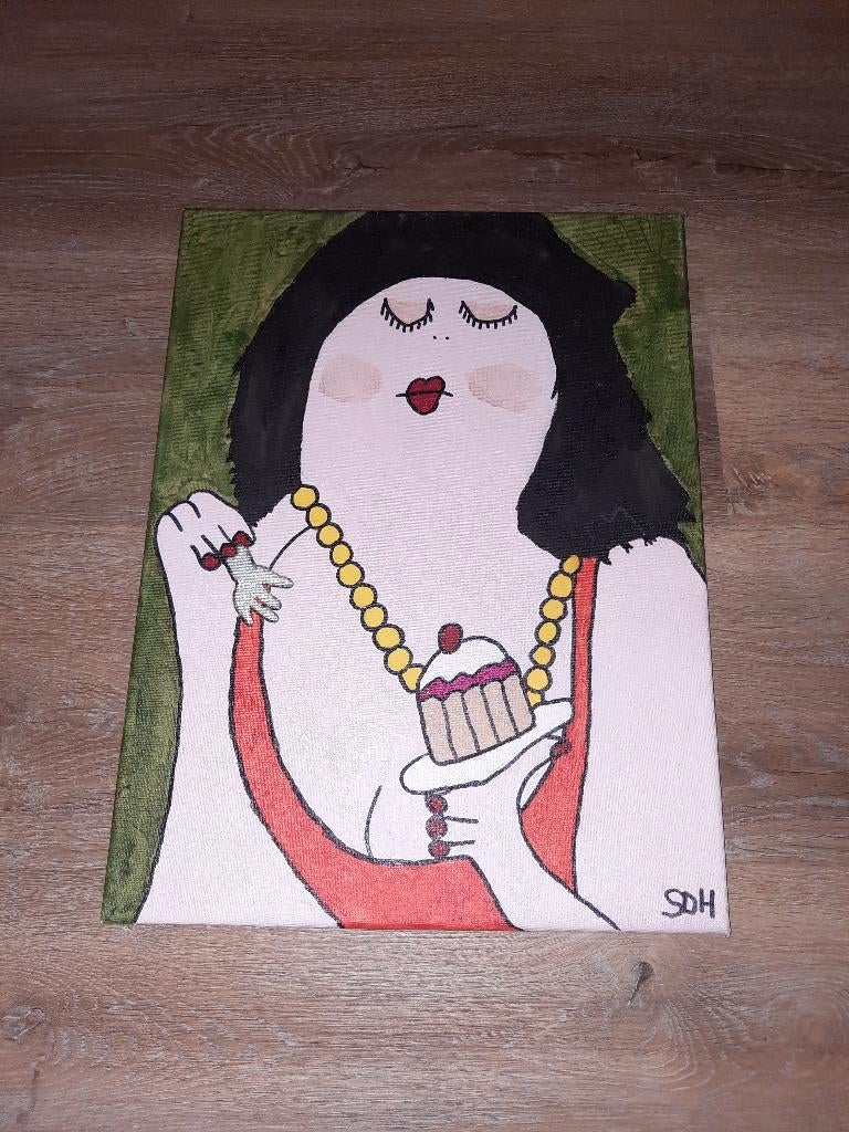 schilderij fat lady dikke dame, Ophalen of Verzenden