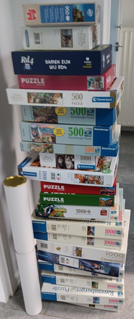 23 Puzzels + puzzelmat, Hobby en Vrije tijd, Ophalen, 500 t/m 1500 stukjes, Zo goed als nieuw