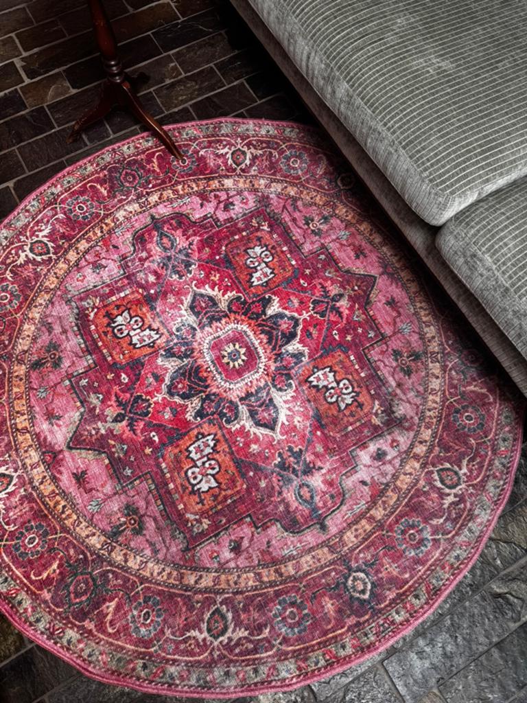 Rond tapijt 160 cm - vintage look, als nieuw, Ophalen of Verzenden, Zo goed als nieuw, Rond, 150 tot 200 cm
