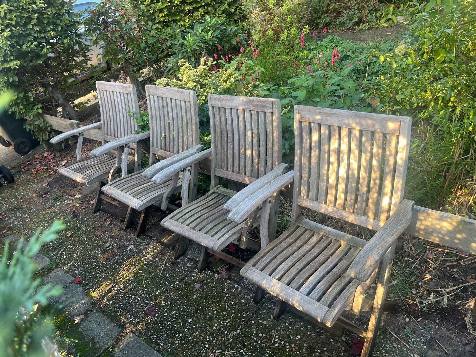 Set van 4 Hattersley houten tuinstoelen, Ophalen, Gebruikt, Hout, Inklapbaar