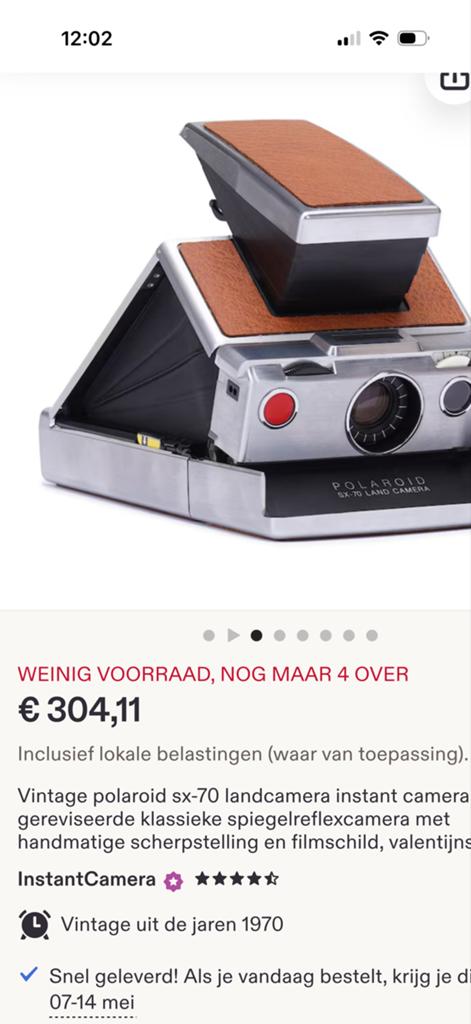 Vintage Polaroid SX-70 Land Camera - Zo goed als nieuw, Ophalen of Verzenden, Zo goed als nieuw