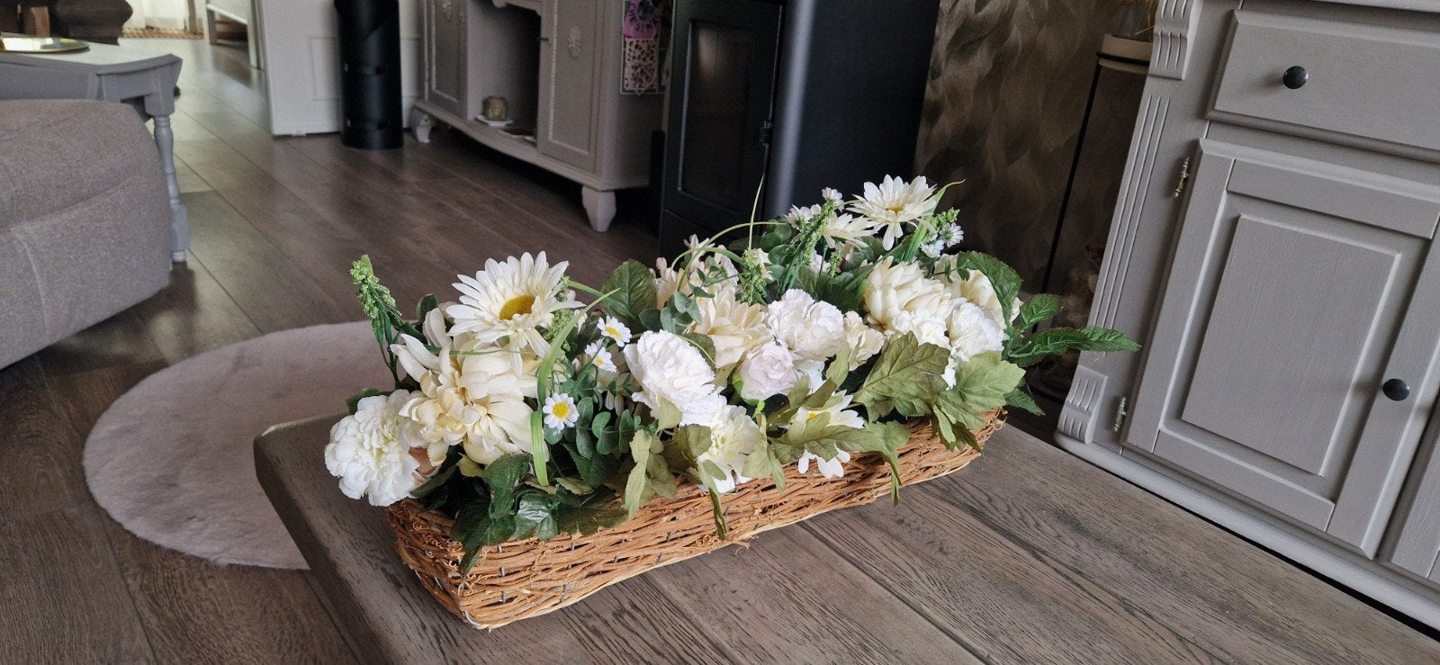 Mooi bloemstuk kunst, Ophalen, Zo goed als nieuw, Rond, Kunststof