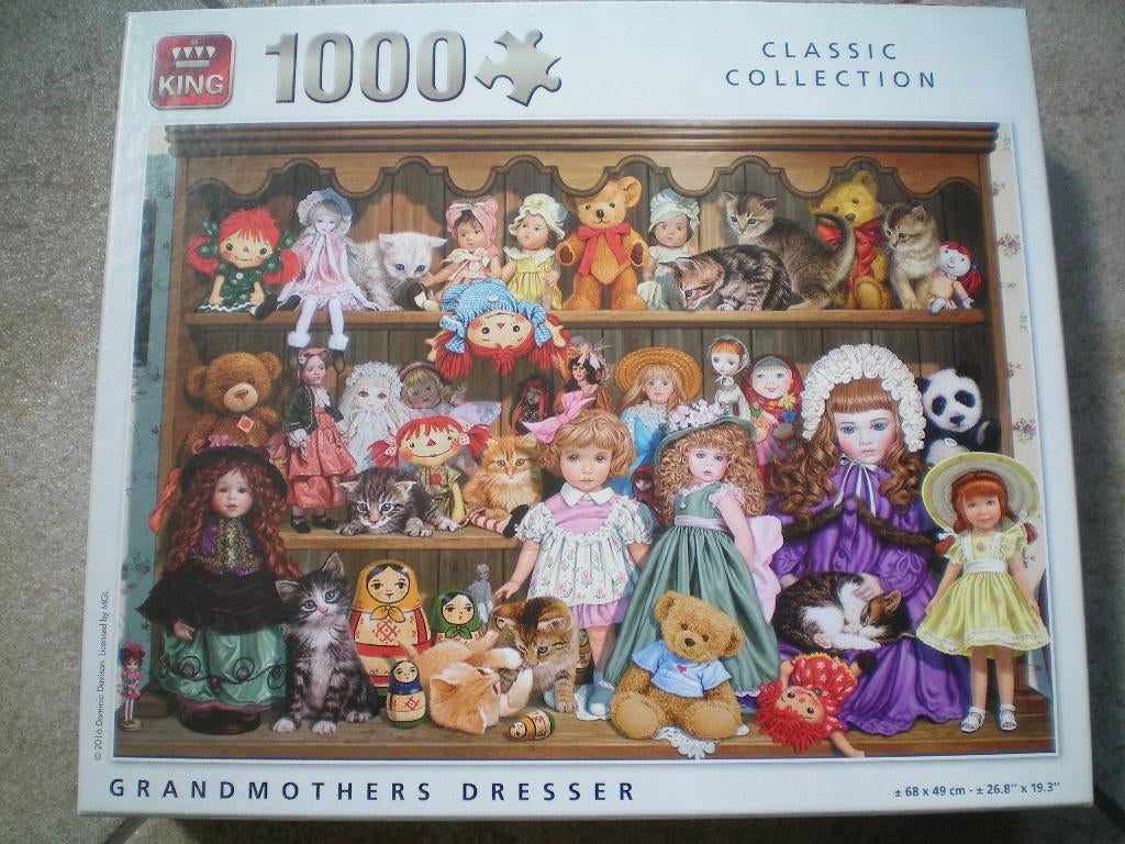 KING Puzzel 1000 stukjes. Grandmothers Dresser., Ophalen of Verzenden, 500 t/m 1500 stukjes, Zo goed als nieuw, Legpuzzel