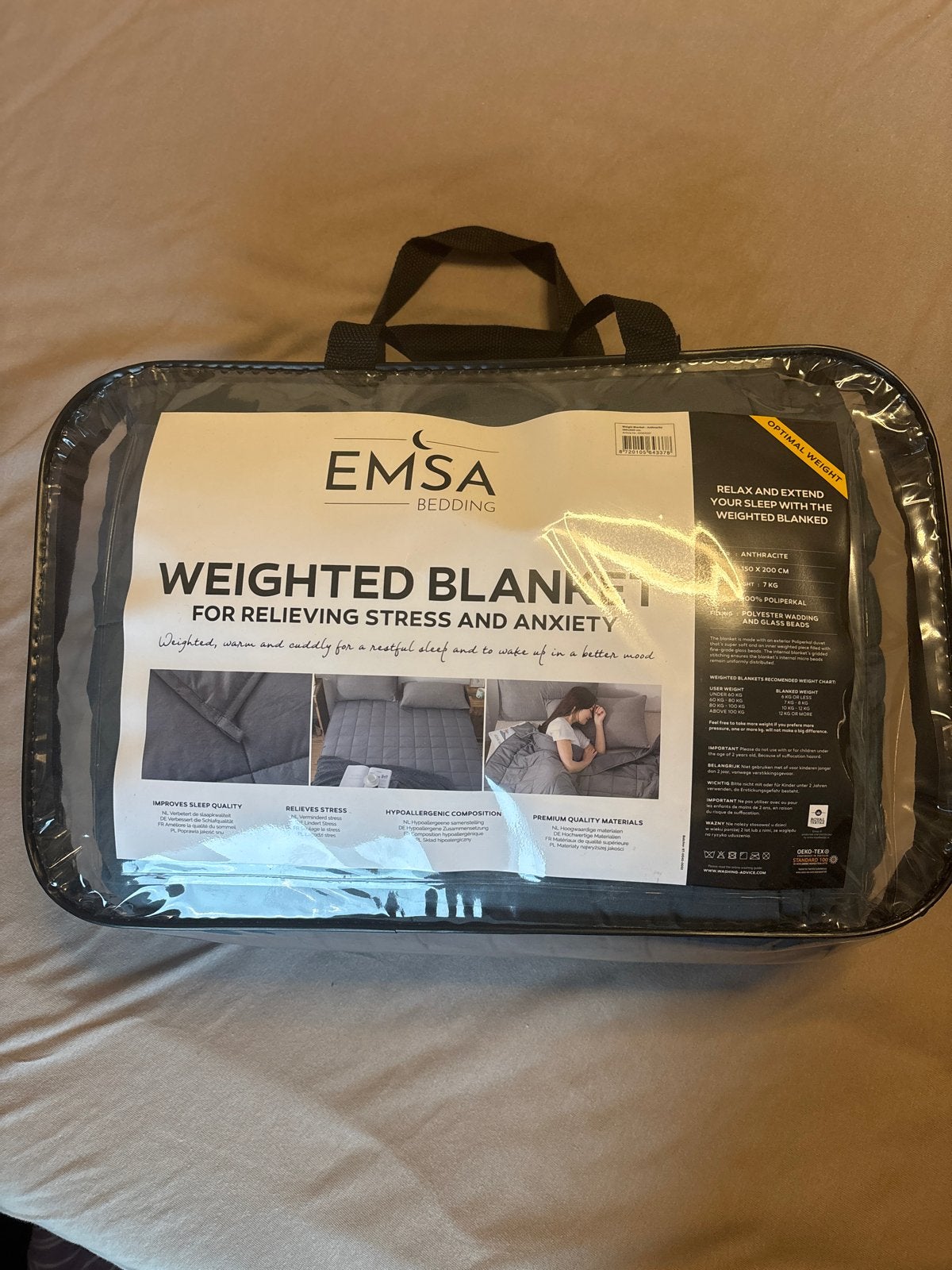 EMSA Weighted Blanket - Verzwaarde Deken voor Stressverminde, Eenpersoons, Ophalen of Verzenden, Deken of Dekbed, Overige merken