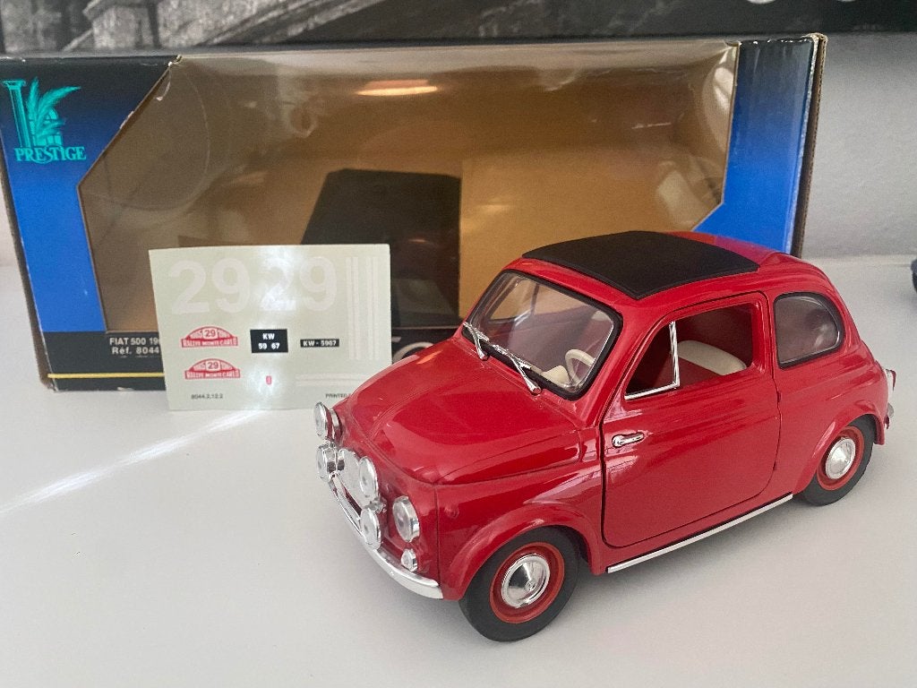 Fiat 500 1:16 rood rallye uitvoering, Ophalen of Verzenden, Nieuw, Auto