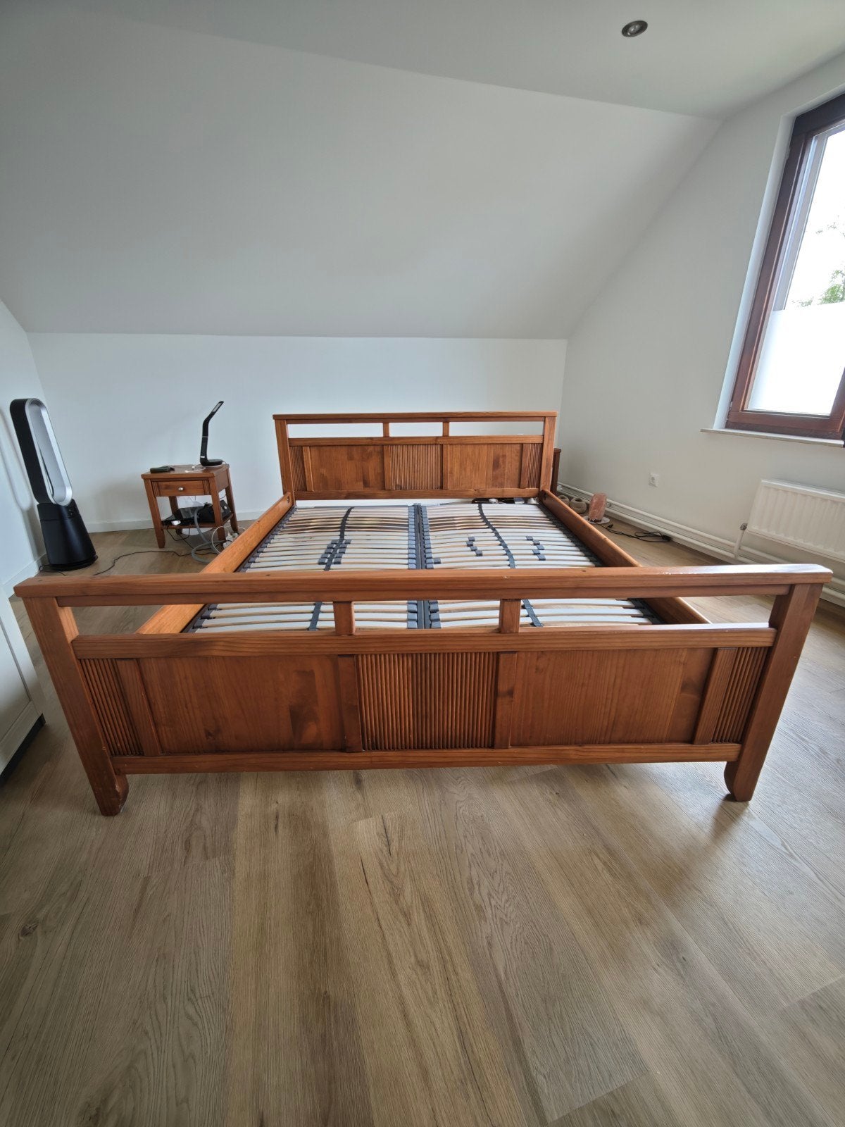 Tweepersoons houten bed 160x200 met Bosflex lattenbodem, Ophalen, Gebruikt, Tweepersoons, 200 cm