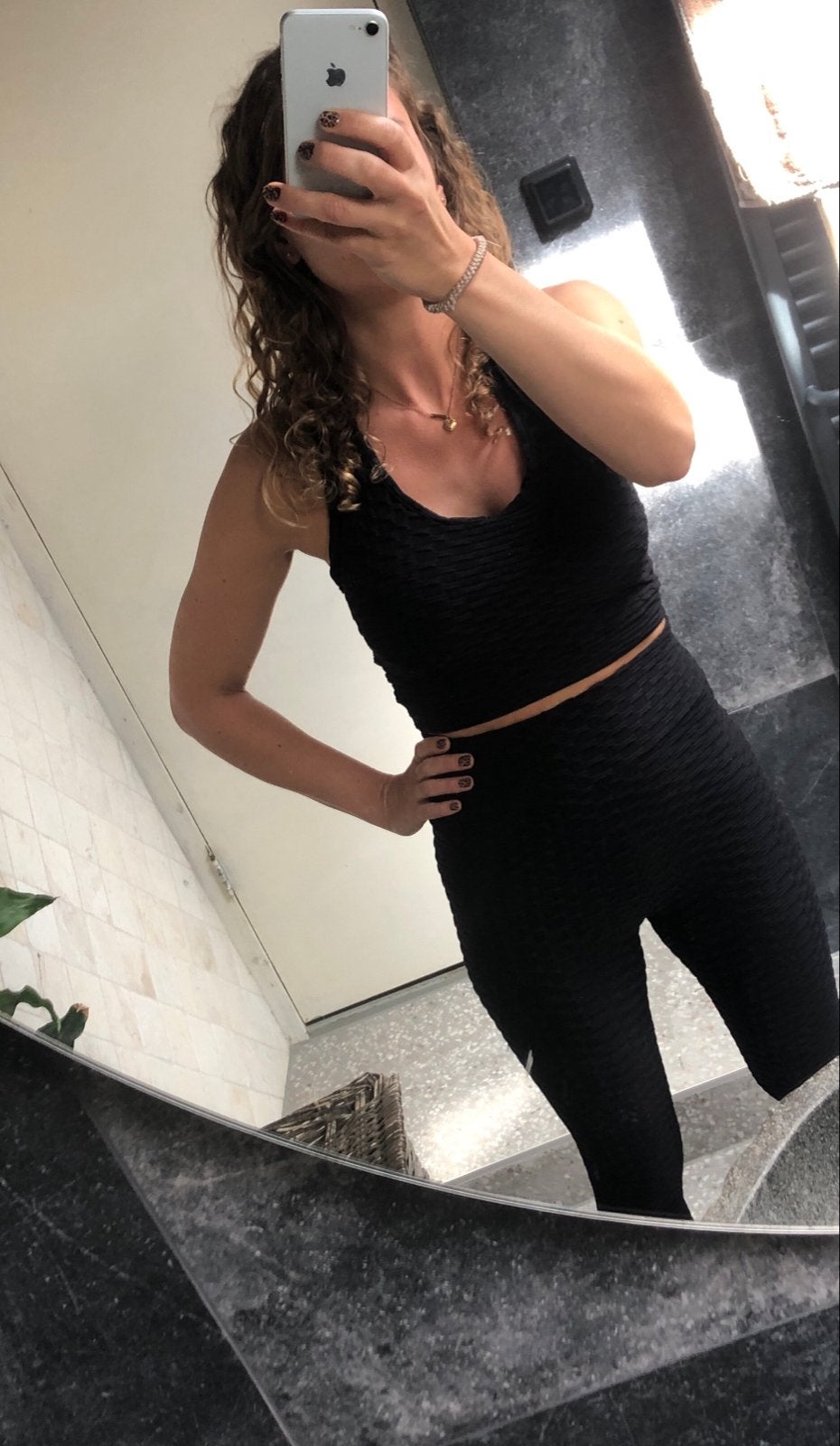 Zwarte sportset: legging en sporttop, Kleding | Dames, Sportkleding, Zwart, Ophalen of Verzenden, Fitness of Aerobics, Maat 36 (S)