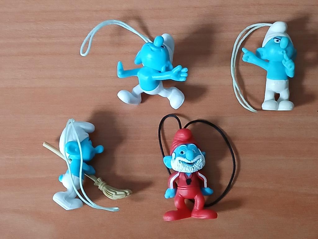 Smurfen Sleutelhangers (4 stuks), Verzamelen, Ophalen of Verzenden, Zo goed als nieuw, Verschillende Smurfen, Poppetje, Figuurtje of Knuffel