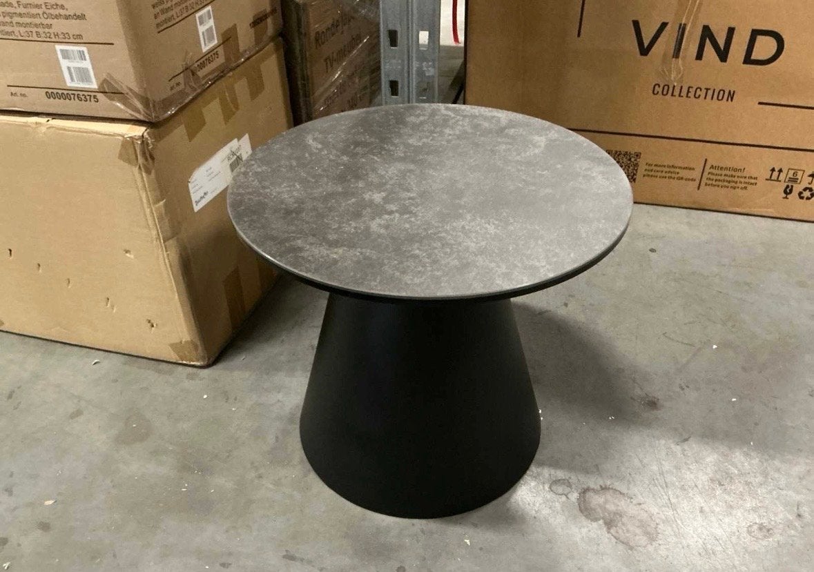Moderne ronde bijzettafel met betonnen look blad, Ophalen, Minder dan 55 cm, Rond, Nieuw