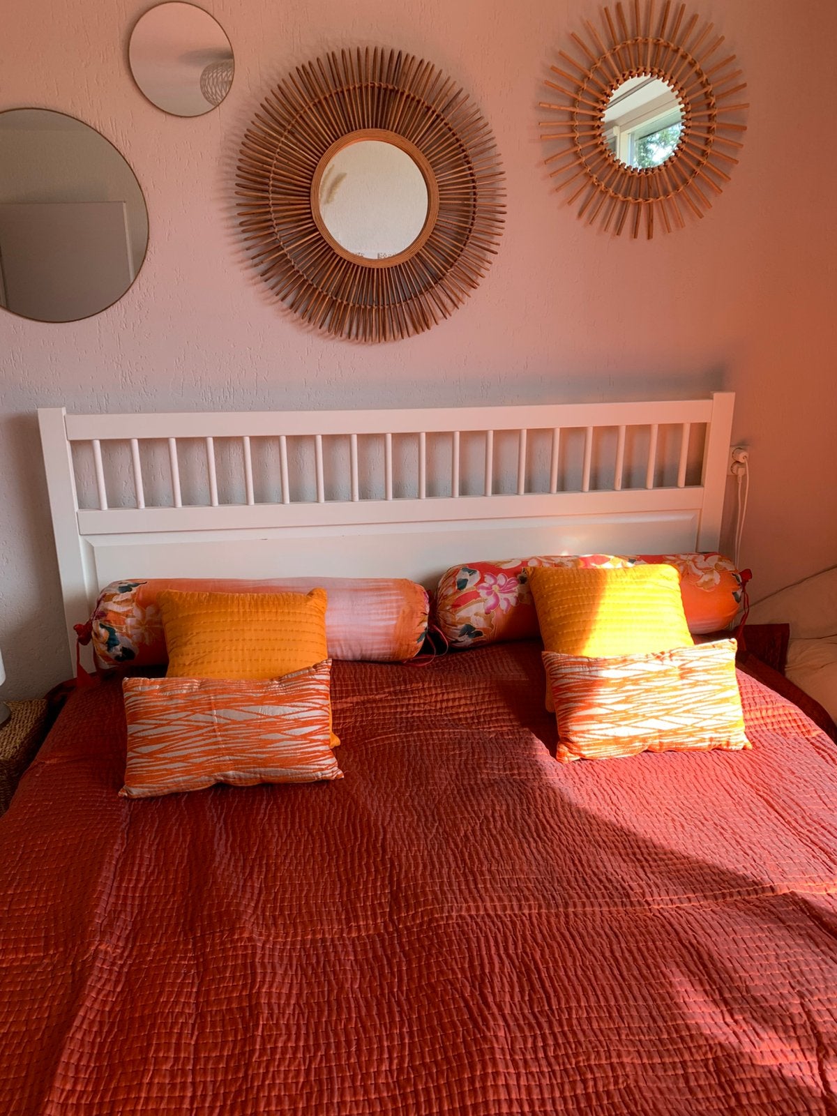 AUTHENTIX Zijde Indiaas sprei inclusief kussens, Huis en Inrichting, Ophalen, Lits-jumeaux, Overige materialen, Oranje