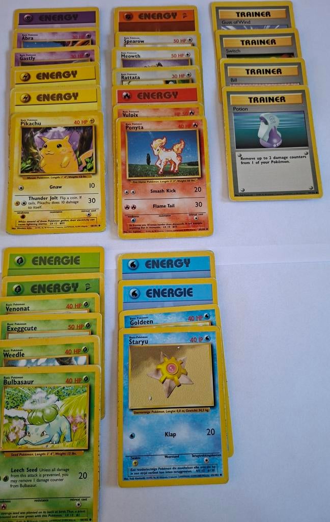 Pokémonkaarten van de jaren 1999 en 1999-2000, Ophalen of Verzenden, Gebruikt, Meerdere kaarten