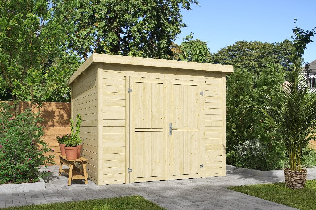 Blokhut Mila 250x250 Onbehandeld vuren, Verzenden, Nieuw