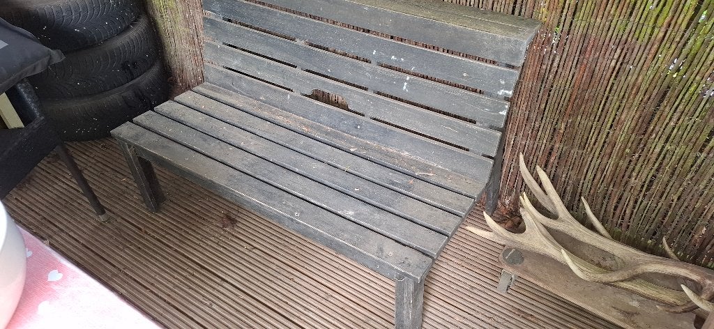 houten tuinbankje, Ophalen, Gebruikt, Hout