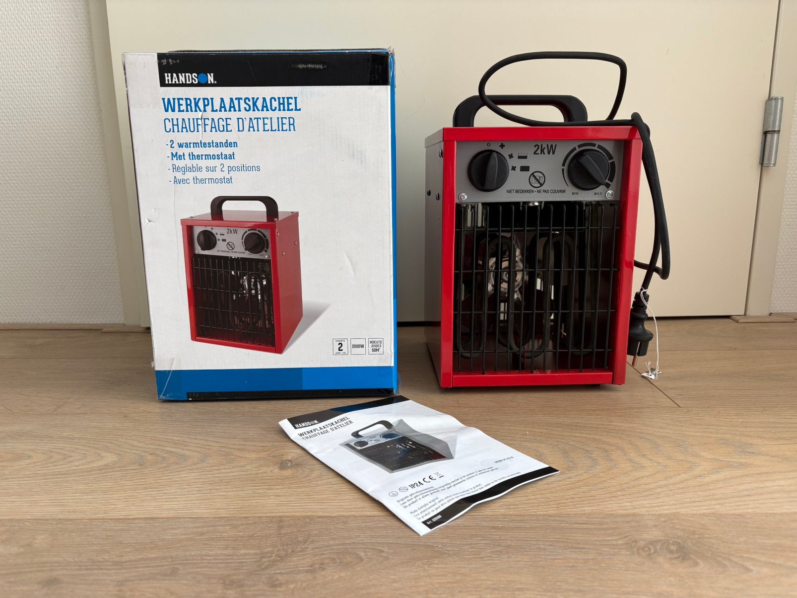 Hands-On werkplaatskachel 2000w, Ophalen, 30 tot 80 cm, Radiator, Zo goed als nieuw
