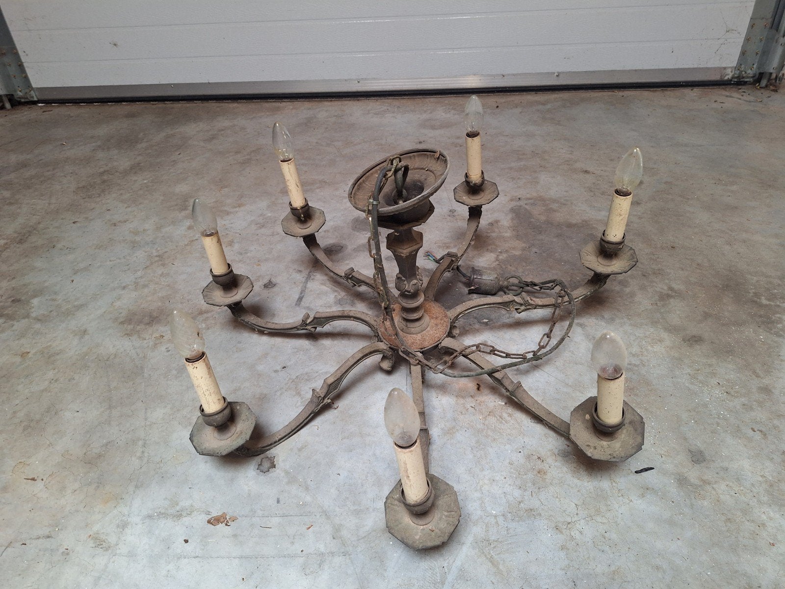 Messing kroonluchter lamp, Ophalen, Gebruikt, Metaal, E14 (klein)