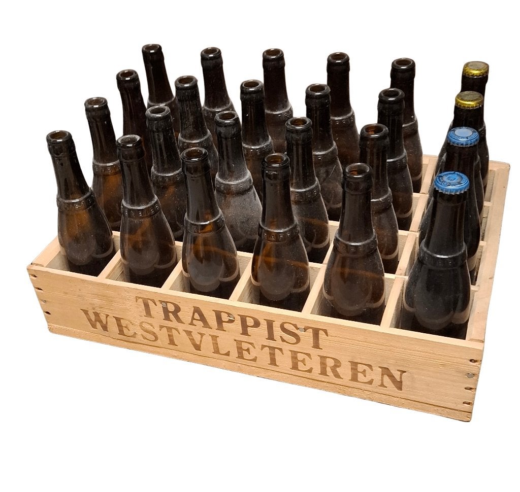 Westvleteren houten kist + 4 volle flessen, Ophalen, Gebruikt, Flesje(s), Overige merken