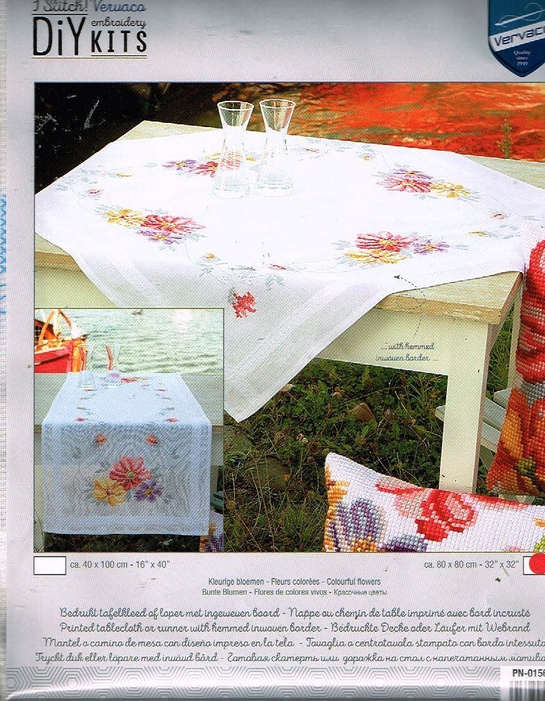 Cado vervaco borduurpakket dekservet, KLEURIGE BLOEMEN, Ophalen of Verzenden, Nieuw, Handborduren, Borduurpakket