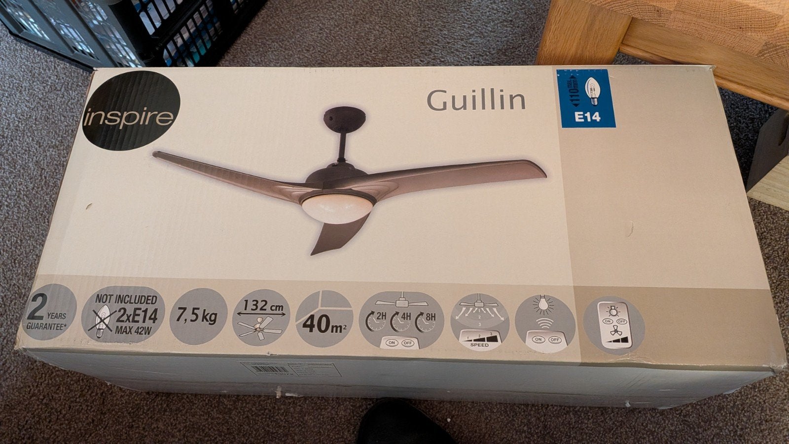 Inspire Guillin Plafondventilator met Afstandsbediening, Ophalen of Verzenden