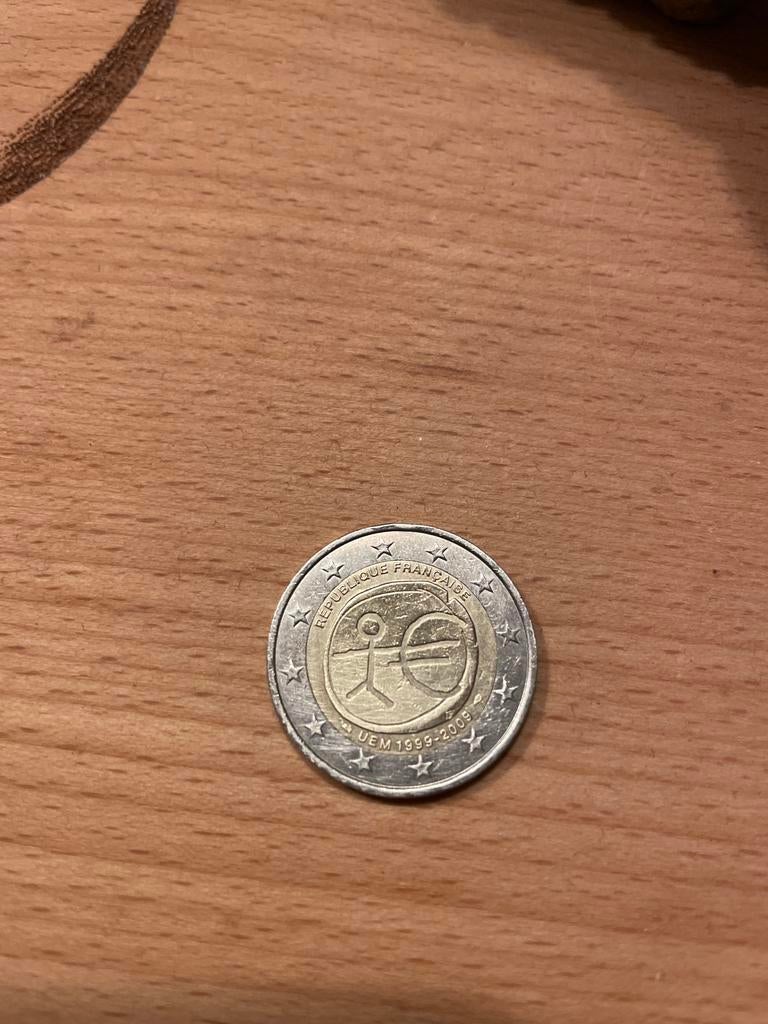 2 Euro munt Frankrijk UEM 1999-2009 met stickman, Postzegels en Munten, Munten | Europa | Euromunten, Ophalen of Verzenden, Frankrijk