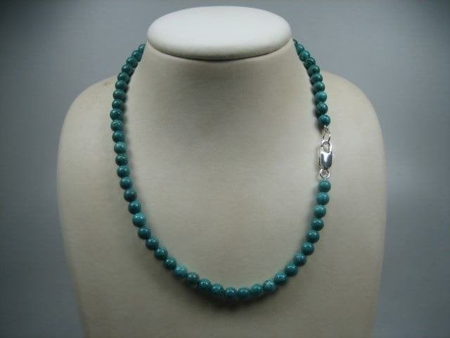 Turquoise collier met zilveren Cartier sluiting, Sieraden, Tassen en Uiterlijk, Kettingen, Verzenden, Nieuw, Groen, Zilver
