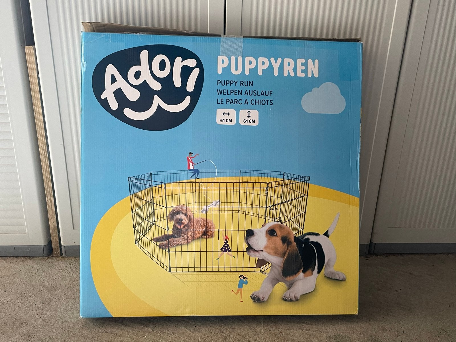 Adori Puppyren zwart - 8 delen van 61x61 cm, Dieren en Toebehoren, Adori, Ophalen of Verzenden, Zo goed als nieuw, Hondenren