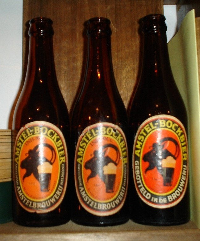 bier Amstel Bockbier flessen 30 cl., Ophalen of Verzenden, Gebruikt, Flesje(s), Amstel