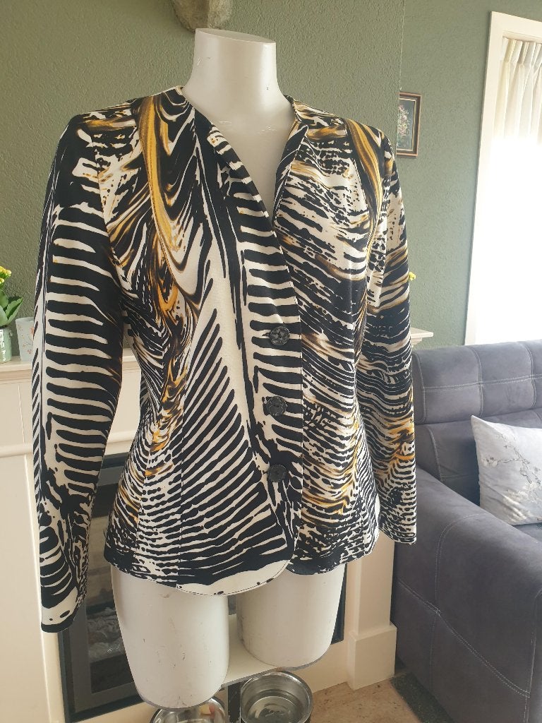 Casa Moda schitterend zwart wit geel jasje M 38 jas colbert, Kleding | Dames, Maat 38/40 (M), Overige kleuren, Verzenden, Casa Moda