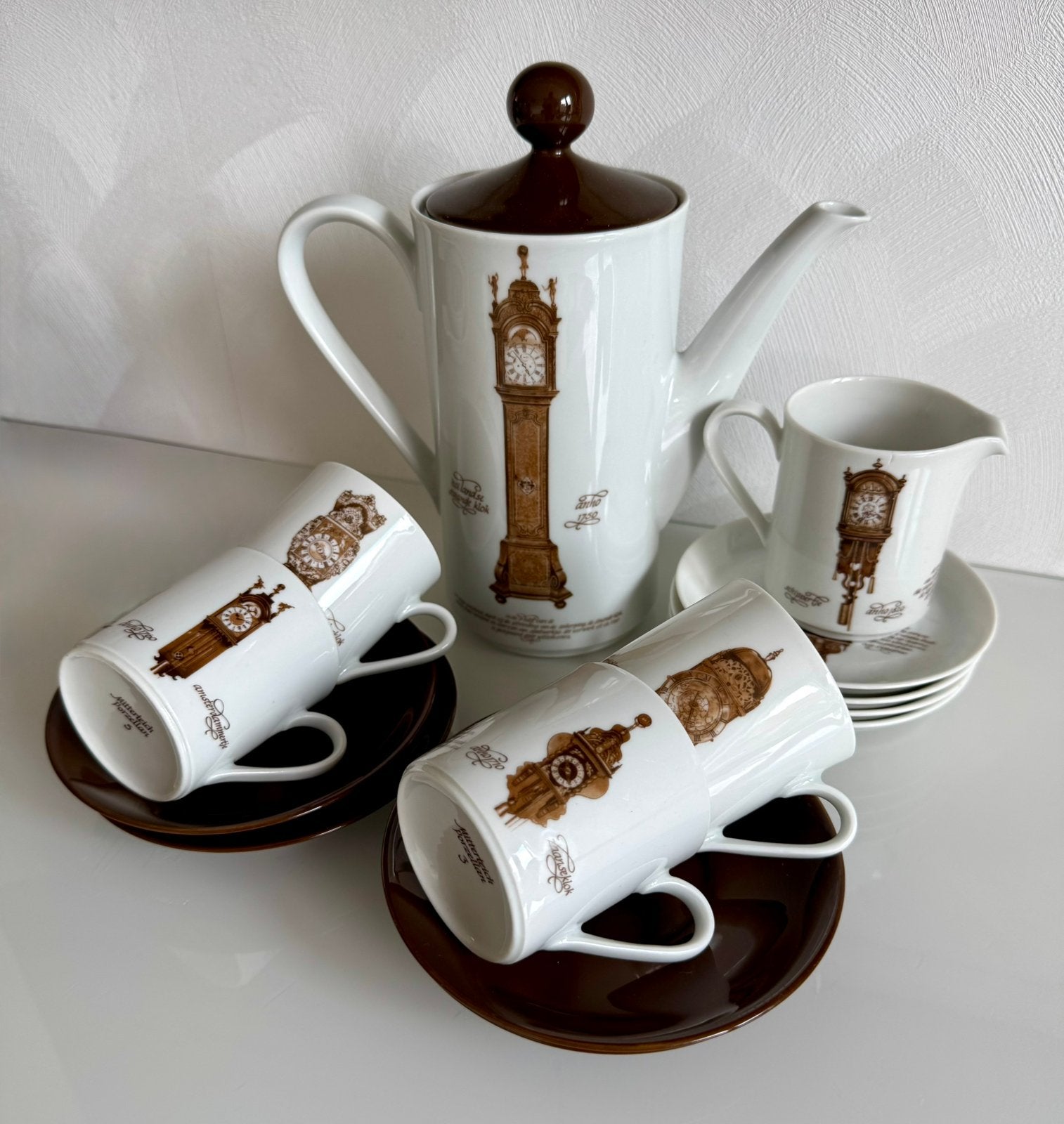 Mitterteich Porselein koffieservies "Antieke Klokken", Verzenden