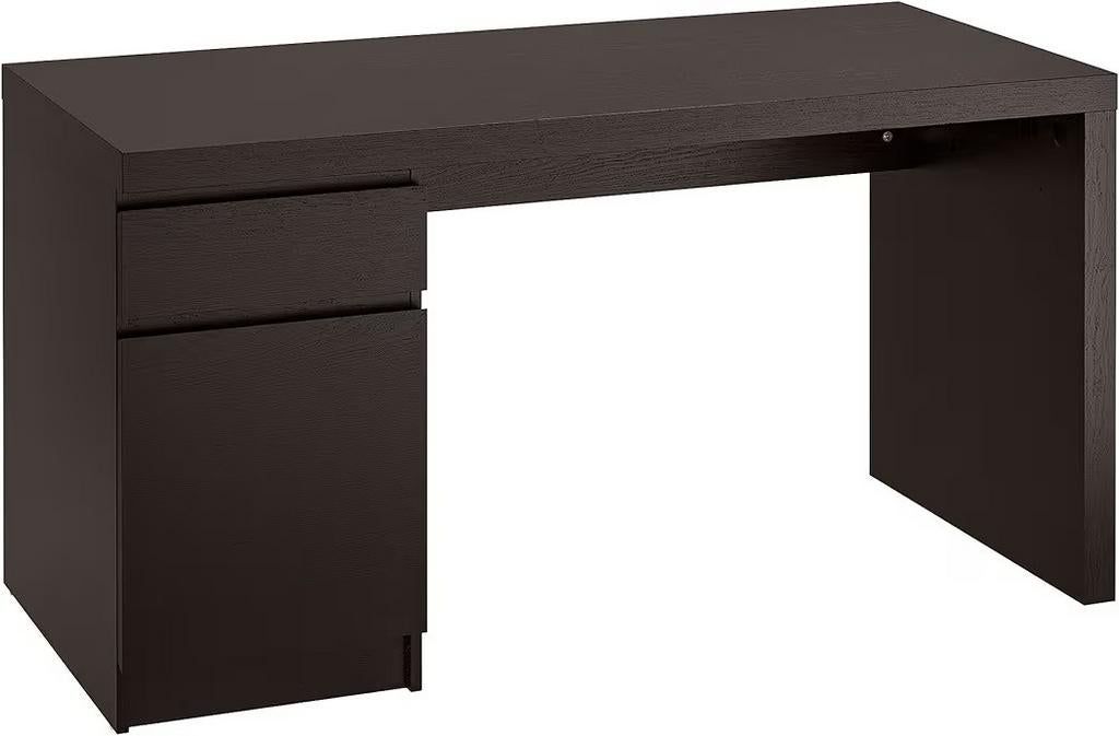 Malm bureau Ikea zwart/bruin, Huis en Inrichting, Bureaus, Ophalen, Zo goed als nieuw