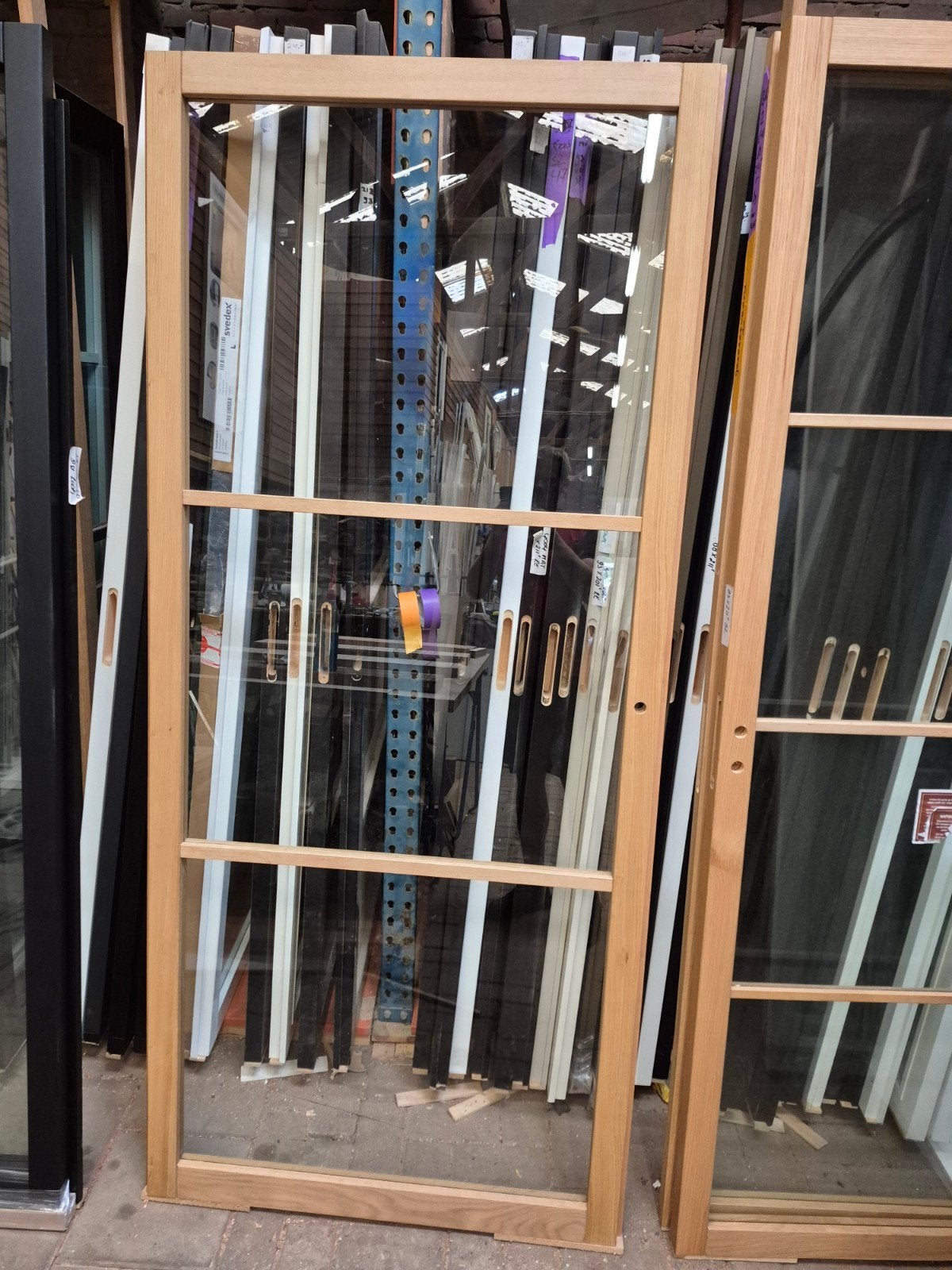 93x211,5cm binnendeur opdek R eiken incl blank glas SL44