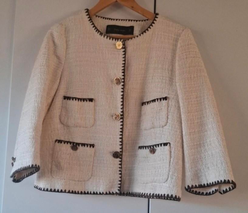 Zara blazer maat L - Crème met donkere details, Maat 42/44 (L), Ophalen of Verzenden, Zo goed als nieuw, Jasje