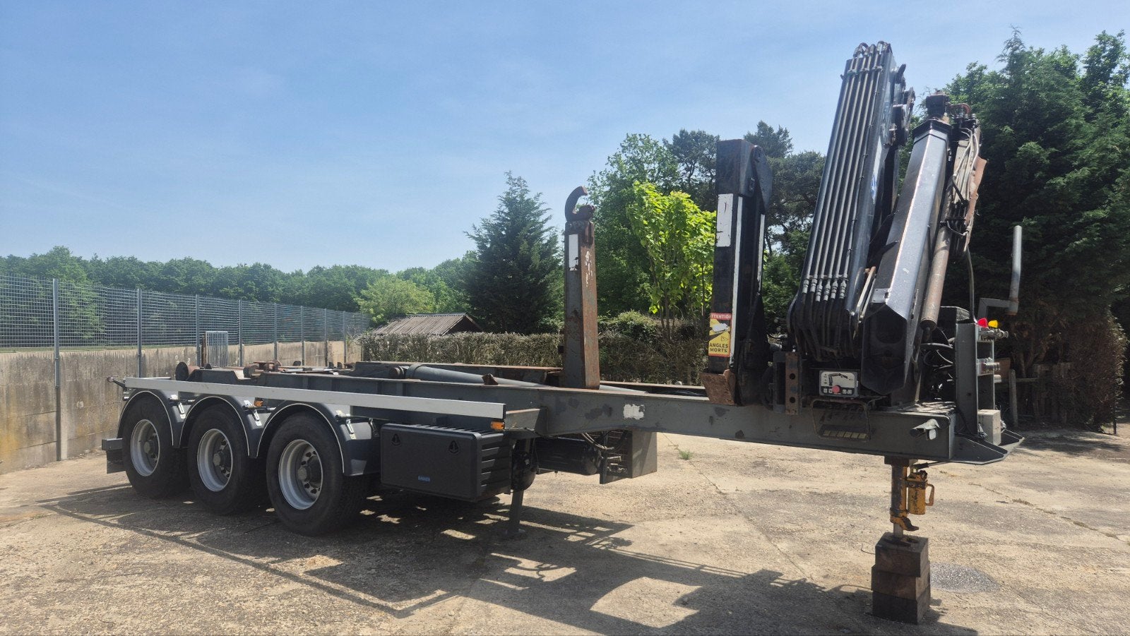 Turbo's Hoet Haakarm trailer 30T met hiab autolaadkraan., Particulier, Te koop