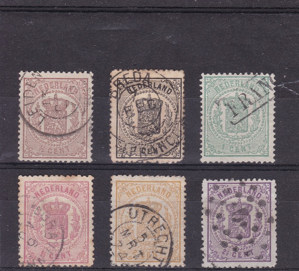 1869-1871 Wapenzegels, nrs. 13 - 18,  gebr. en mooi getand., Postzegels en Munten, Verzenden, T/m 1940, Gestempeld