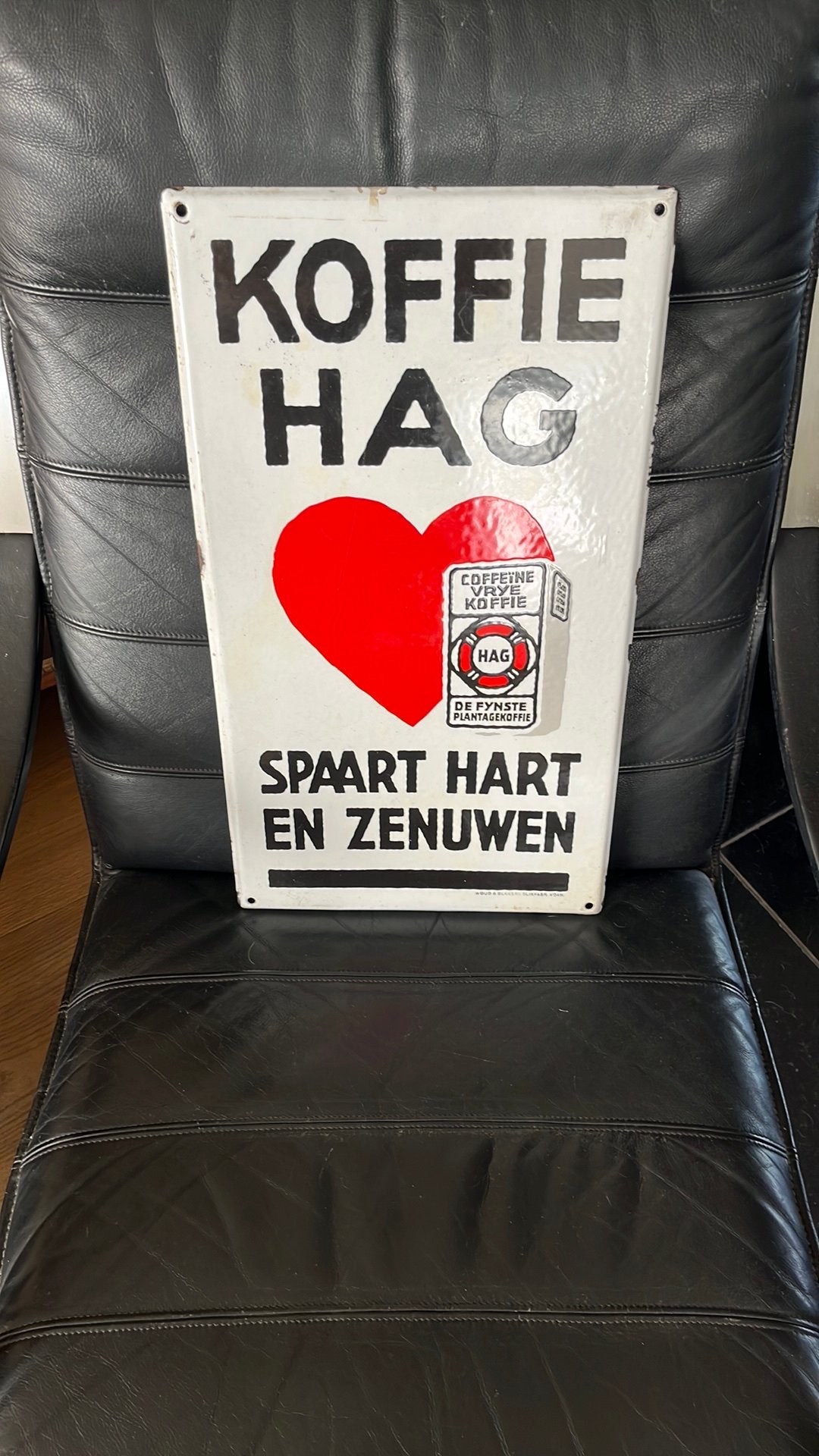 Prachtig emaille reclame bord 32x57cm Koffie Hag jaren 20, Ophalen of Verzenden, Zo goed als nieuw
