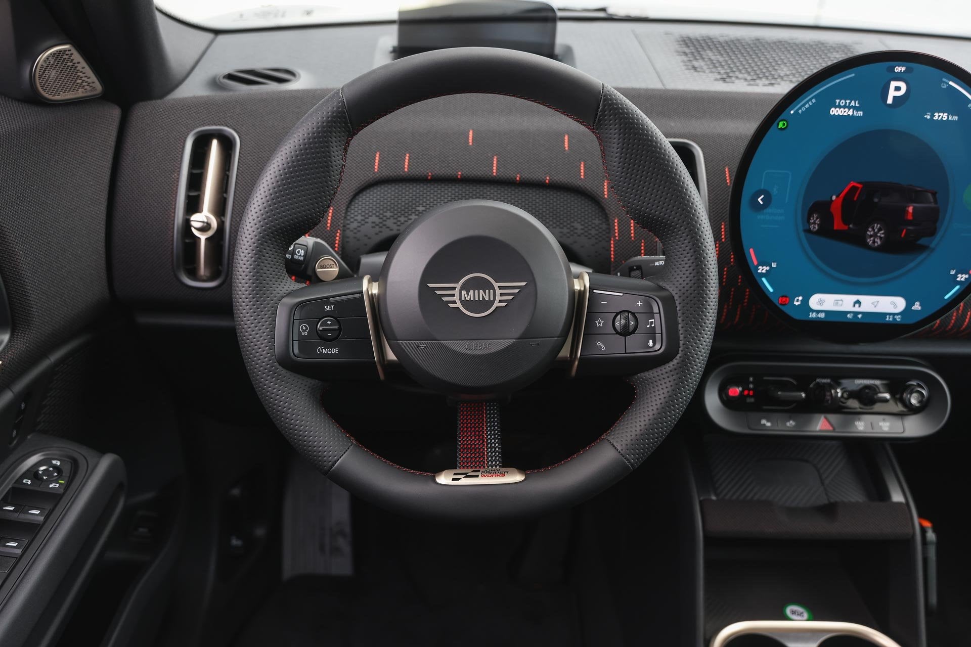 MINI Countryman E / John Cooper Works / Pakket M / 19" JCW R, Auto's, Zwart, Countryman, Leder en Stof, Zwart