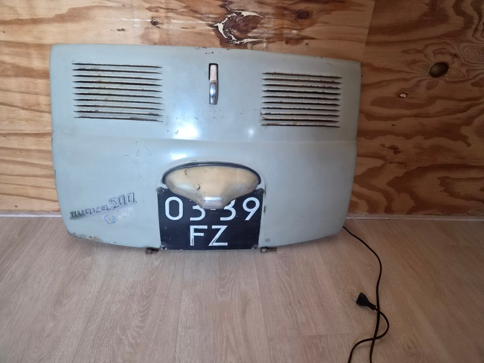 Fiat 500 motorkap met verlichting - decoratie, Ophalen, Vintage, Gebruikt, Beige
