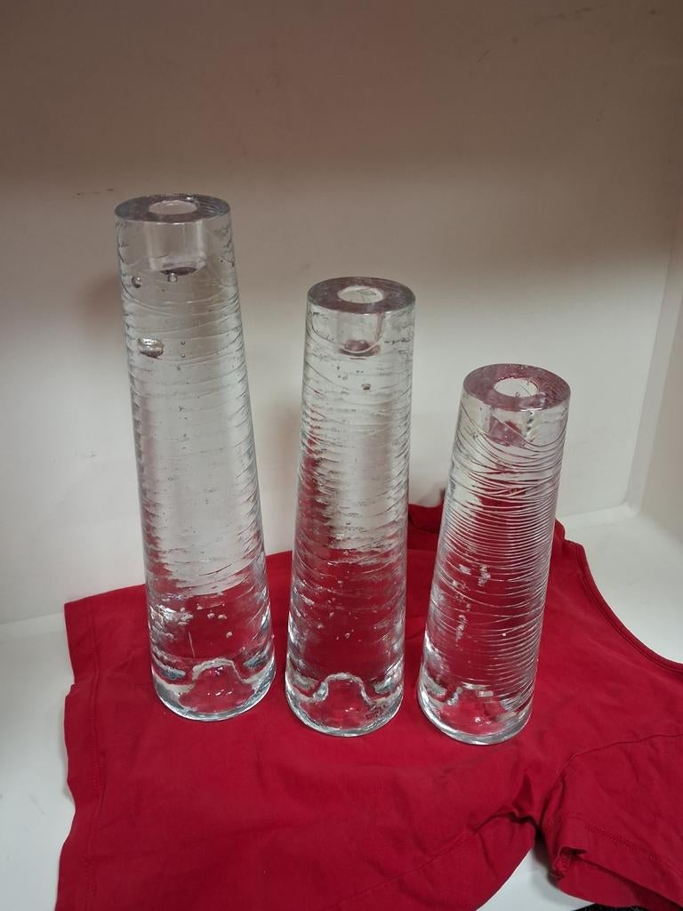 Kosta Boda glazen kaarsenstandaards WD-022, Overige materialen, 25 tot 50 cm, Wit, Ophalen of Verzenden