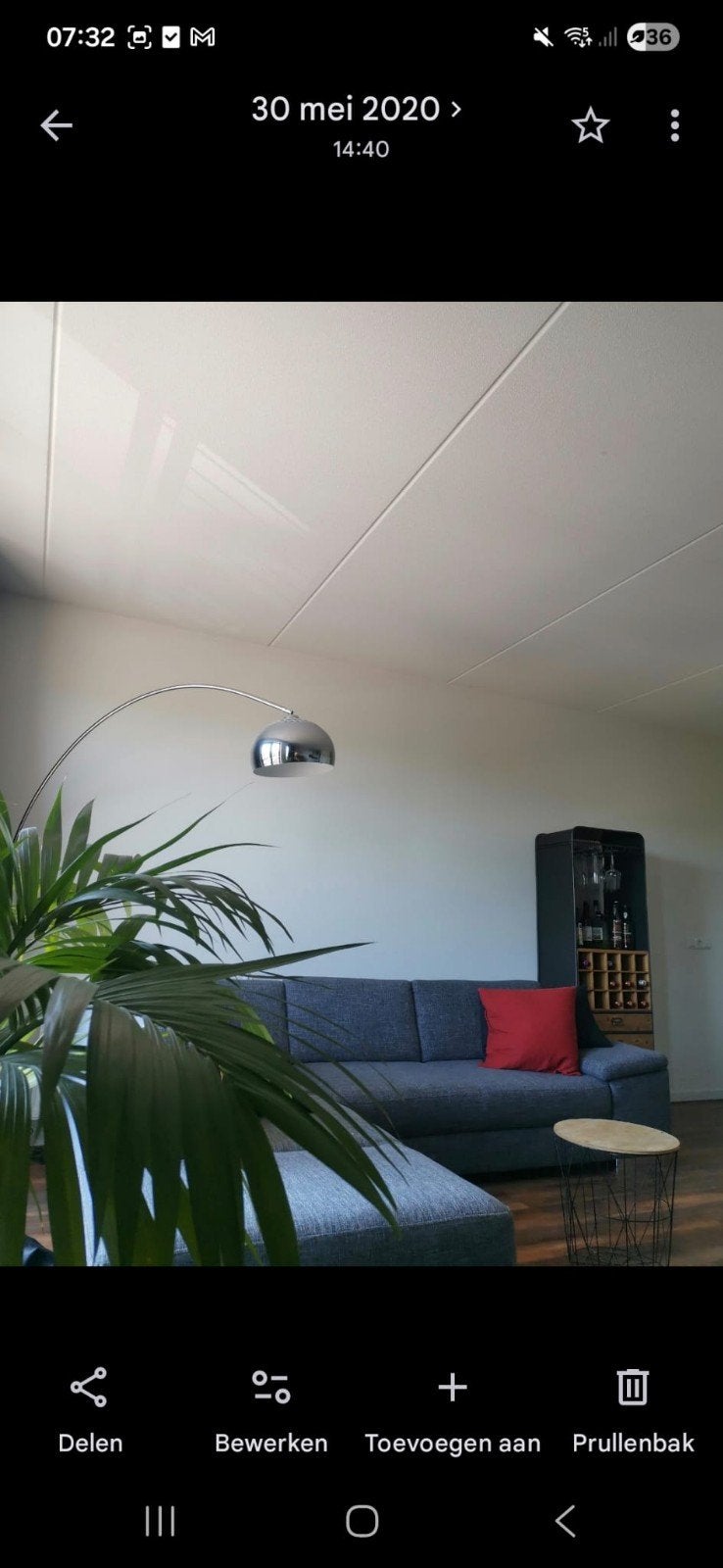 Design booglamp met granieten voet en dimmer, Ophalen