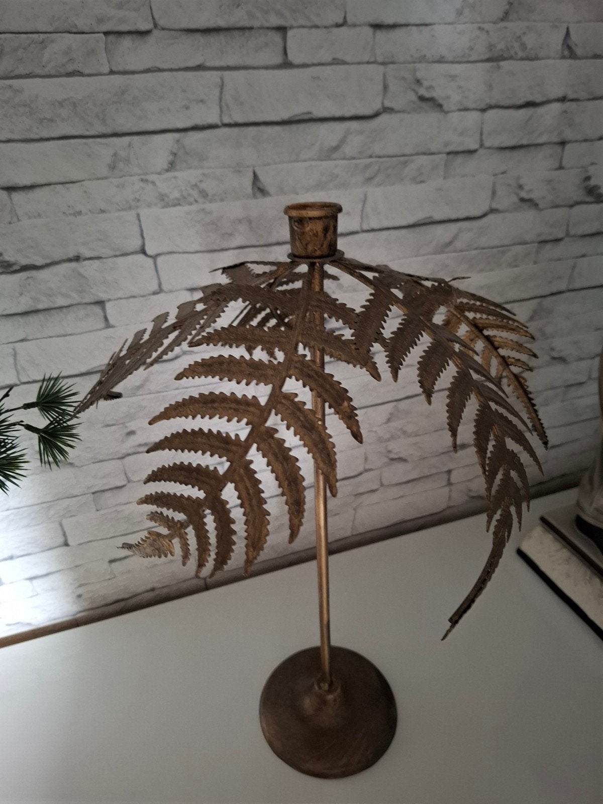 GOUDKLEURIGE KANDELAAR, Ophalen, Gebruikt, Kandelaar, 46 cm