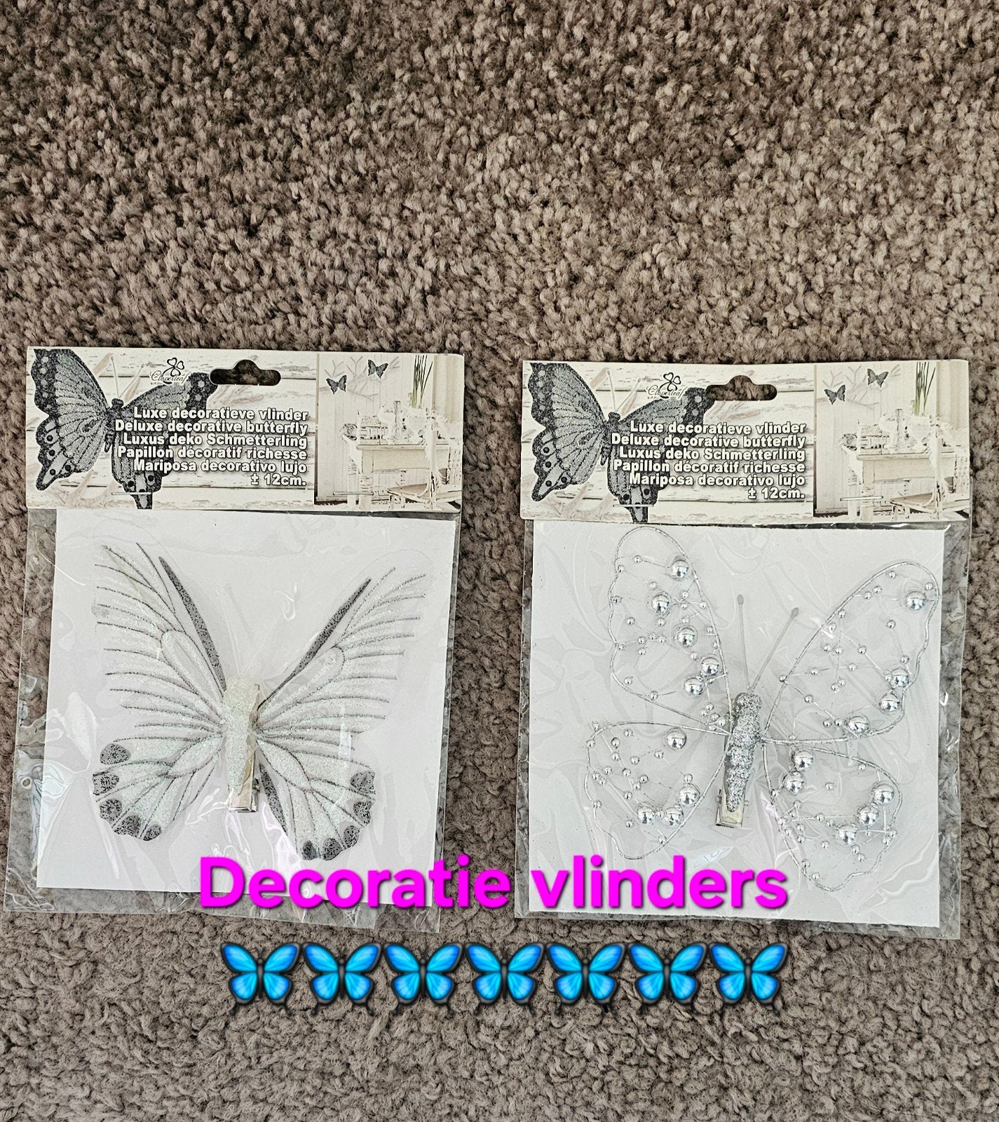 Nep vlinders, witte vlinder, zilveren vlinder, kunst vlinder, Ophalen of Verzenden, Nieuw, Zilver, Overige materialen