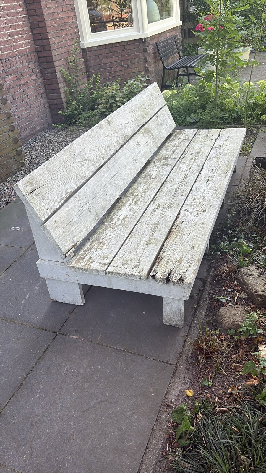 Tuinbank, Tuin en Terras, Picknicktafels, Ophalen, Gebruikt, Rechthoekig, Hout