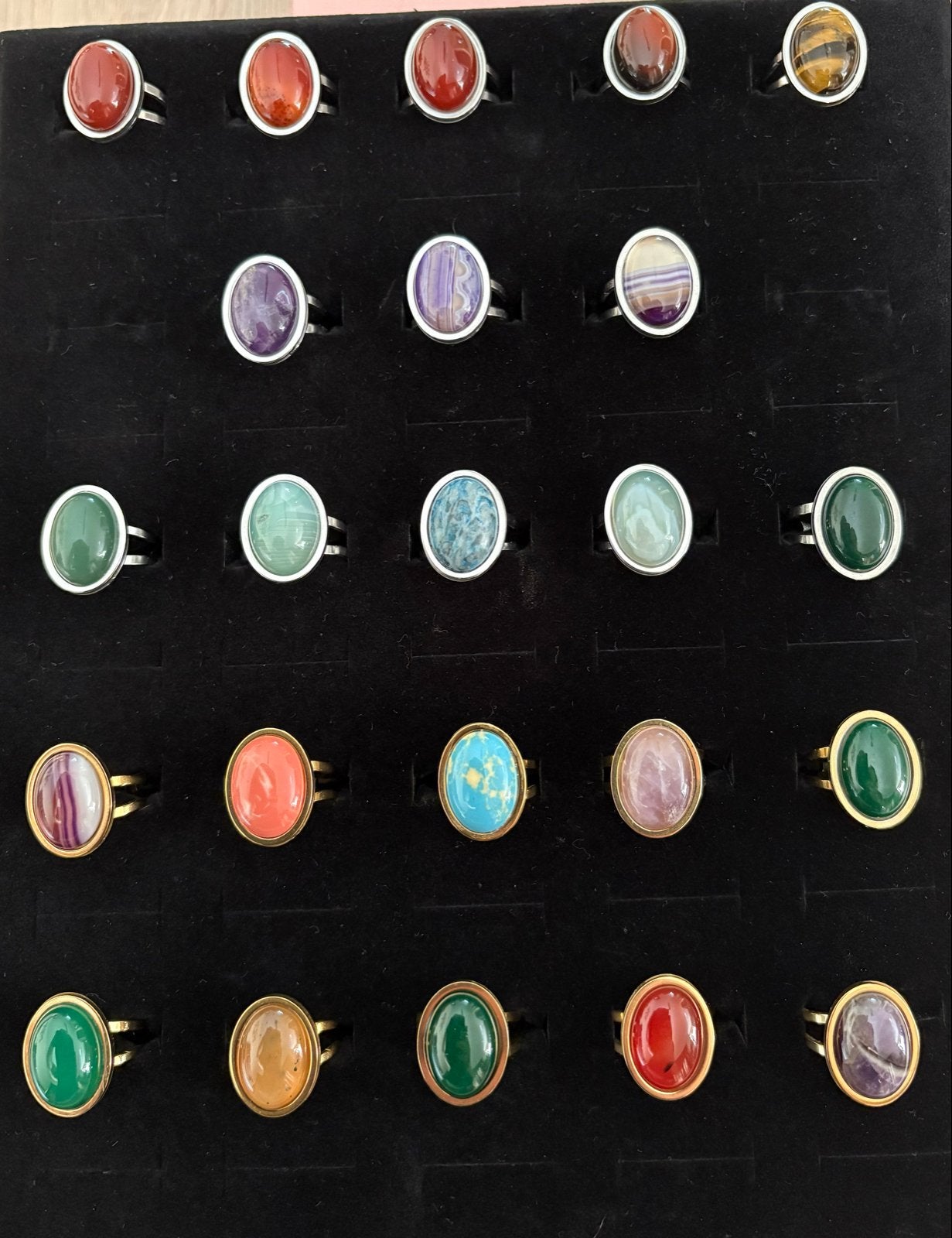 Verstelbare Edelsteen Ringen - RVS, Tarnish-Resistant, Sieraden, Tassen en Uiterlijk, Ringen, Overige kleuren, IJzer of Staal