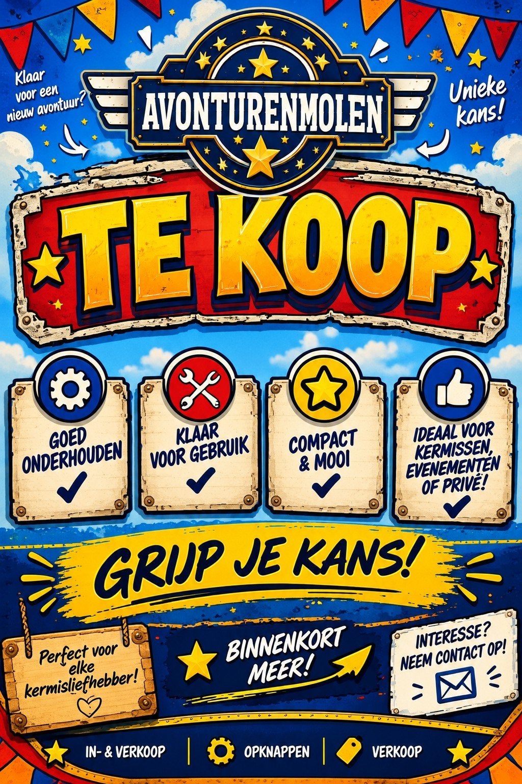Zweefmolen Avonturenmolen te koop (GEEN PAPIEREN), Ophalen, Zo goed als nieuw, Overige