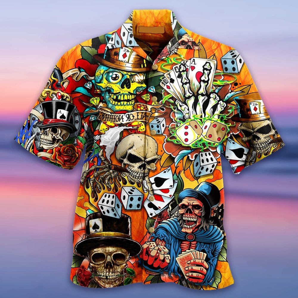 Doodskop poker hawaii overhemd heren skulls doodshoofd shirt, Verzenden, Nieuw, Overige kleuren, Overige halswijdtes