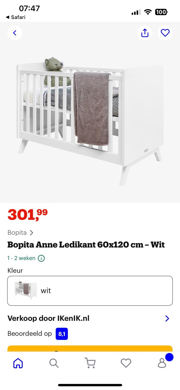 Bopita ledikant incl. matras, Ophalen, Zo goed als nieuw
