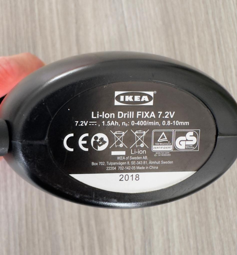 IKEA FIXA 7.2V Li-Ion Boor- en Schroefmachine, Ophalen of Verzenden, Zo goed als nieuw, Minder dan 400 watt, Boor- en Schroefmachine